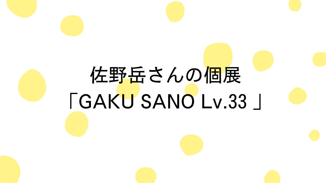 佐野岳さんの個展「GAKU SANO Lv.33 」